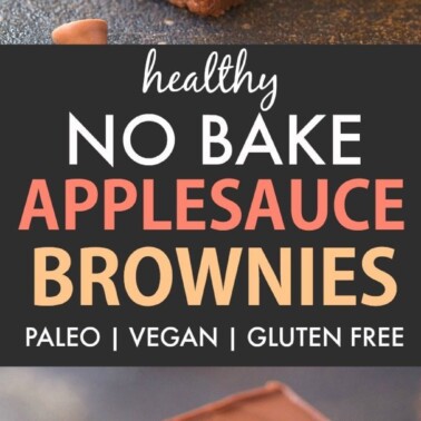 Healthy No Bake Applesauce Brownies (Paleo, Vegan, Gluten Free)- Thick and fudgy raw brownies which are super fudgy and loaded with chocolate! A guilt-free snack or healthy low carb dessert! {V, GF, P, SF recipe}- thebigmansworld.com #applesauce #rawbrownies