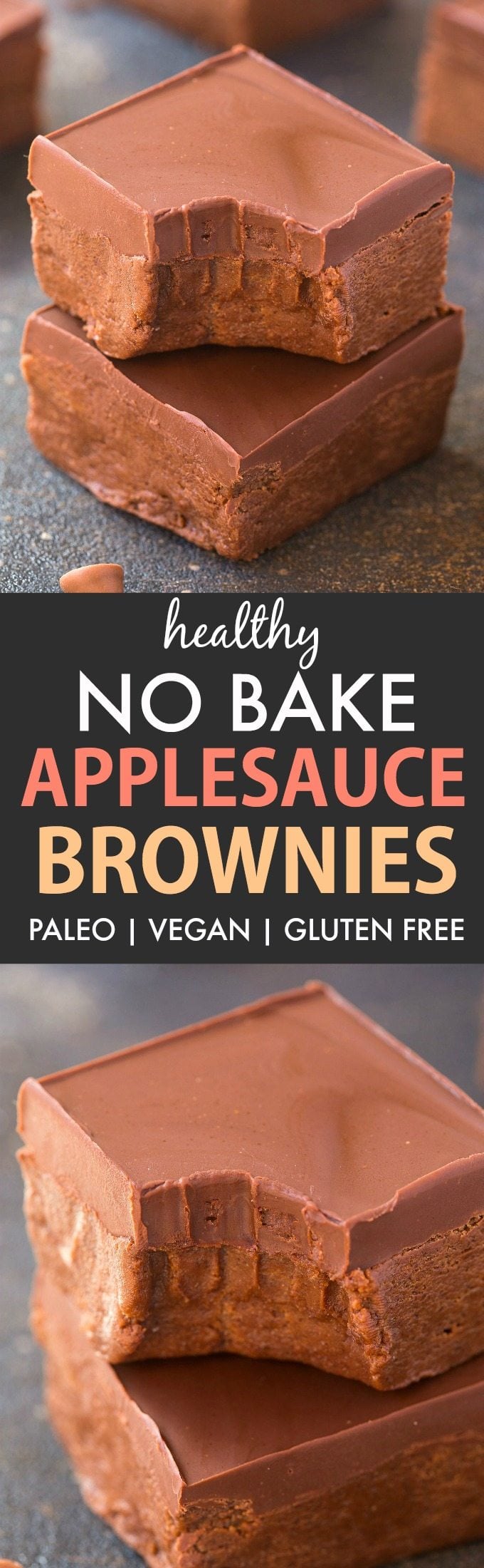 Healthy No Bake Applesauce Brownies (Paleo, Vegan, Gluten Free)- Thick and fudgy raw brownies which are super fudgy and loaded with chocolate! A guilt-free snack or healthy low carb dessert! {V, GF, P, SF recipe}- thebigmansworld.com #applesauce #rawbrownies