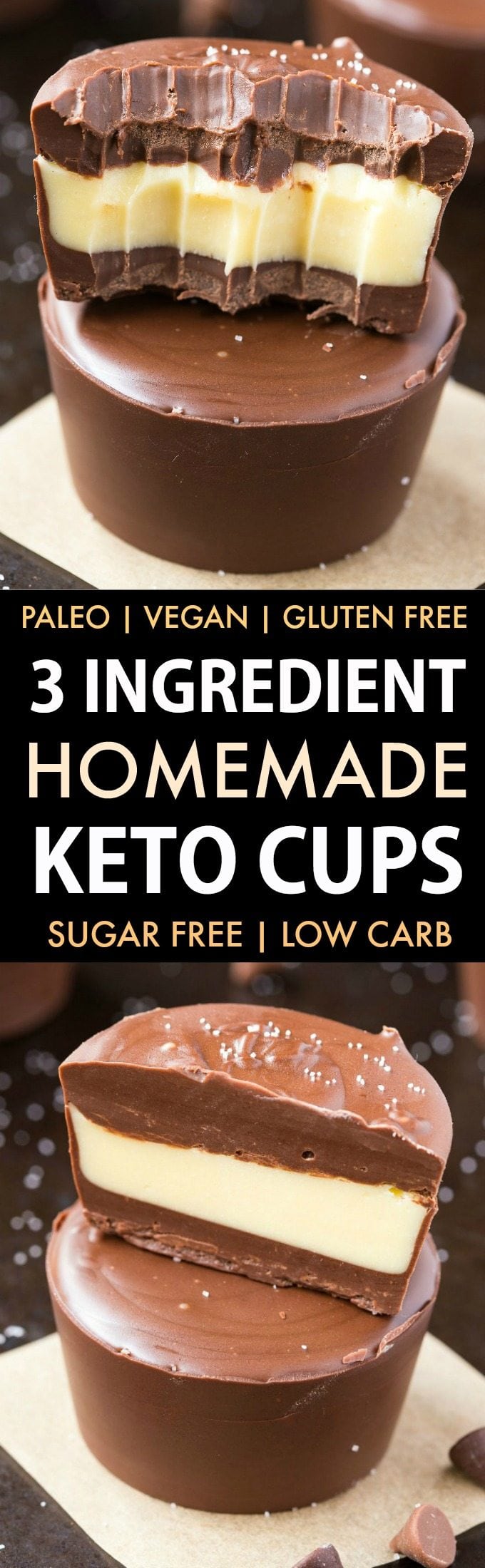 3 Ingredient Keto Chocolate Coconut Cups (Paleo, Vegan, Sugar Free)