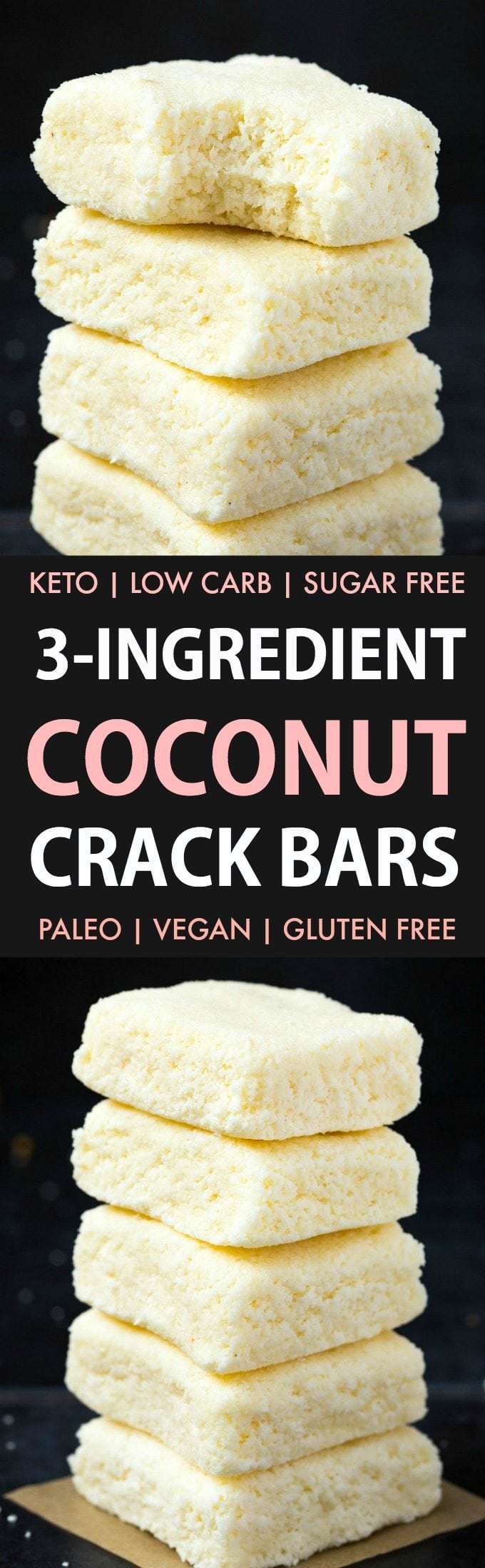 3-Ingredient No Bake Coconut Crack Bars in a collage