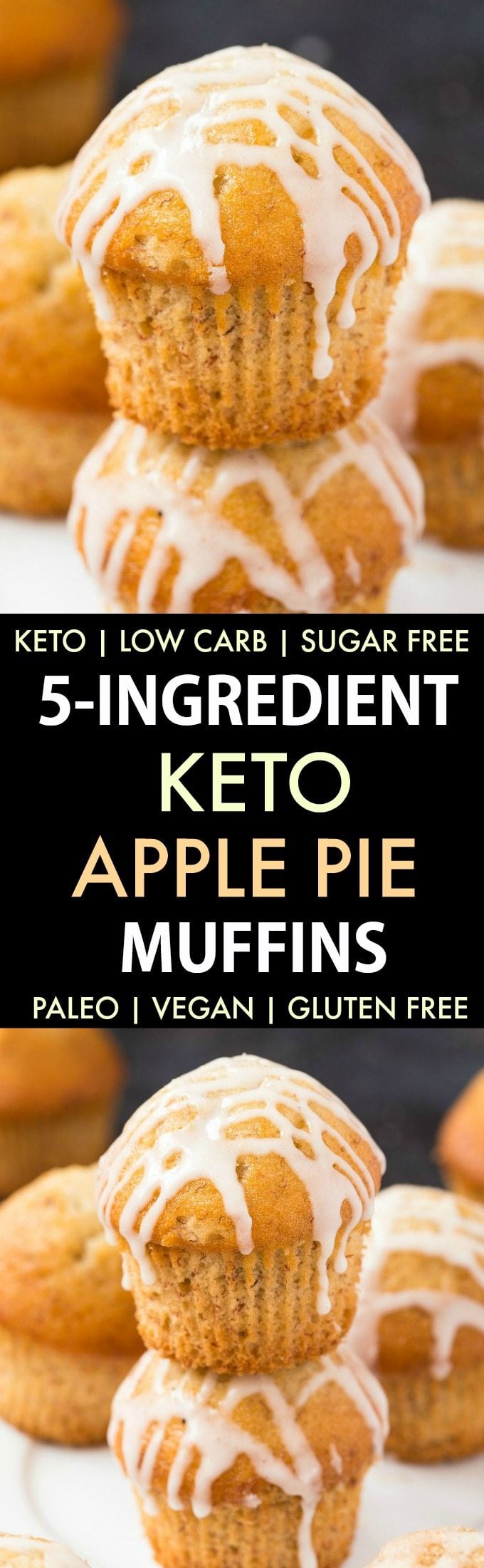 5-Ingredient Low Carb Apple Pie Muffins (Keto, Paleo, Vegan, Sugar Free)- Fluffy bakery style apple pie muffins using 5 ingredients and made with NO eggs and NO sugar- The ultimate guilt-free snack or dessert! #ketobaking #ketorecipe #lowcarbrecipes #protein | Recipe on thebigmansworld.com
