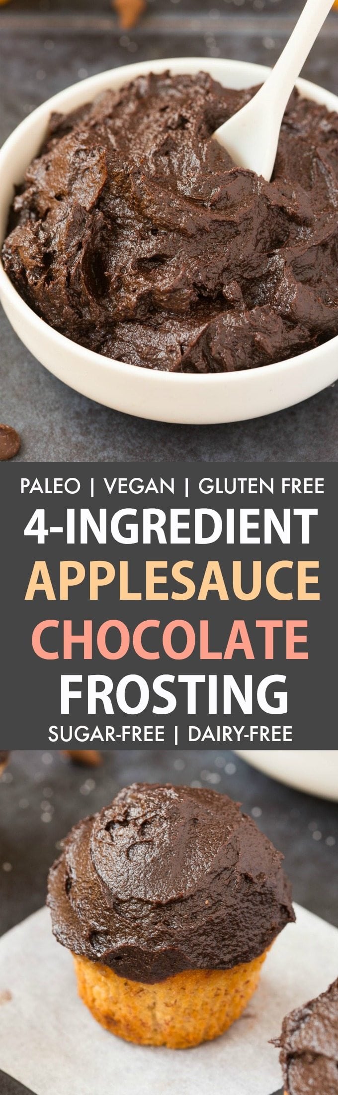 Healthy 4 Ingredient Applesauce Chocolate Frosting Paleo, Vegan, Gluten Free