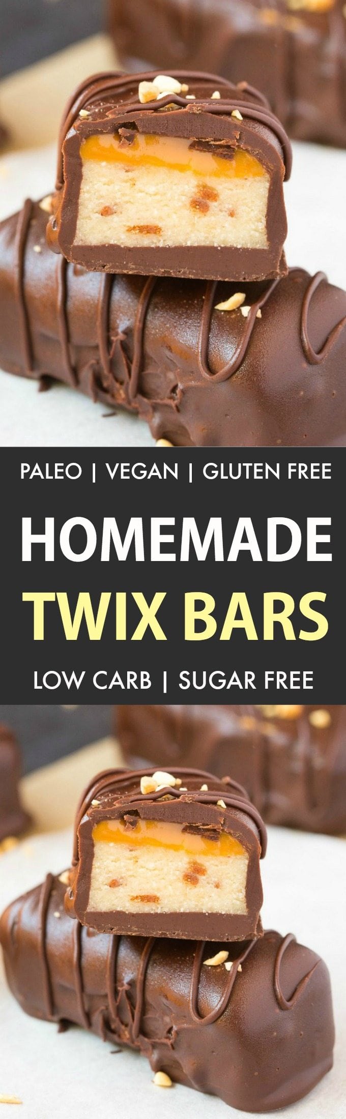 homemade paleo vegan twix bars (vegan, sugar free, no bake)