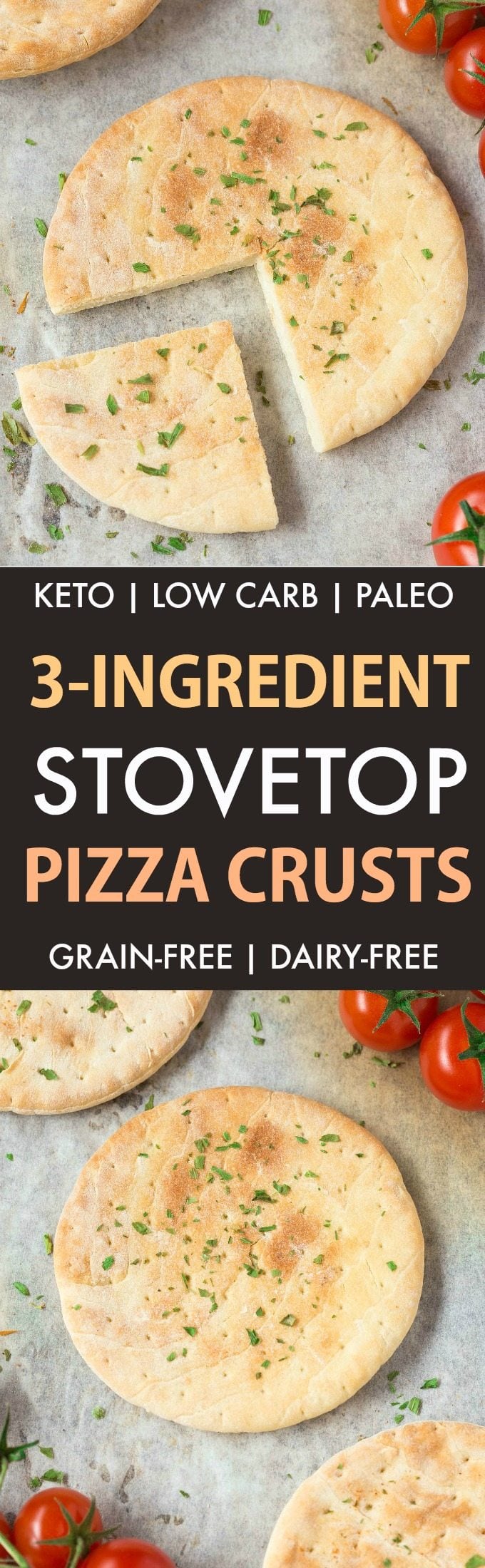 Keto Pizza Crusts topped with basil