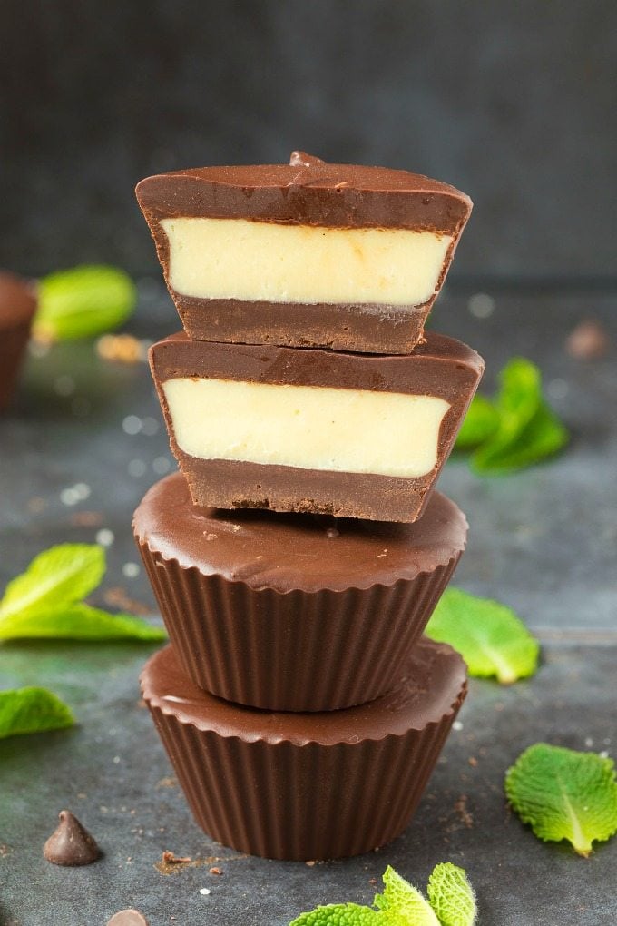 3-Ingredient Homemade Peppermint Patties (Keto, Sugar Free, Low Carb, Paleo, Vegan)- An easy copycat recipe for Peppermint Patties with a healthy and dairy free makeover- A delicate chocolate shell with a creamy mint center! #ketodessert #lowcarbrecipe #peppermint #sugarfree | Recipe on thebigmansworld.com