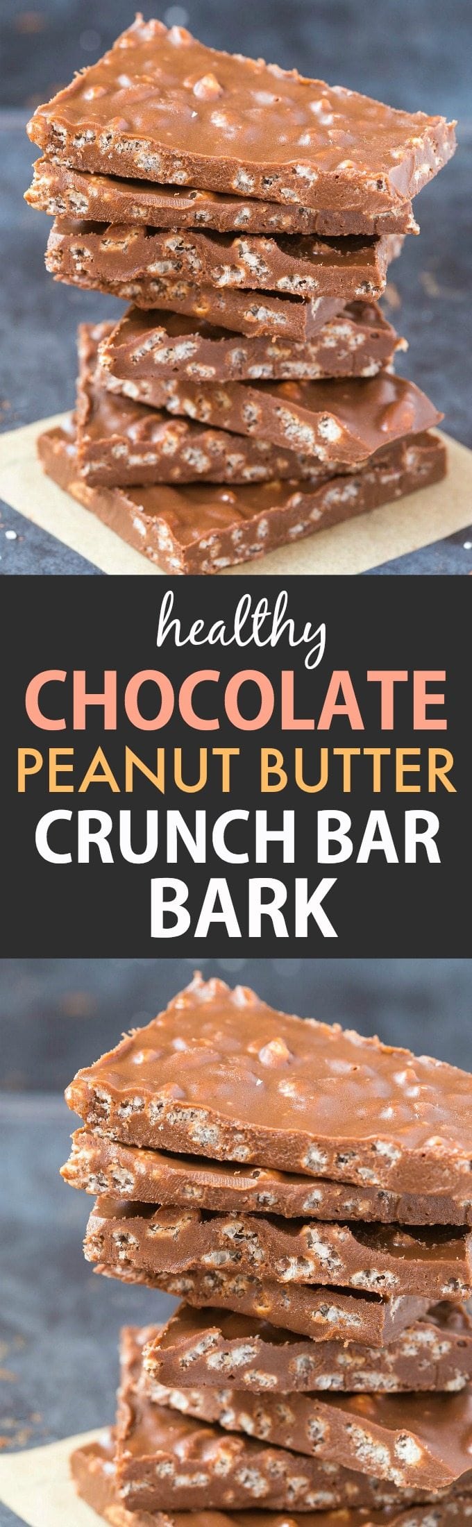 Healthy Chocolate Peanut Butter Crunch Bark (Vegan, Gluten Free, Sugar Free)- Easy homemade bark using just 5 ingredients and ready in 5 minutes- Dairy free and the perfect dessert or holiday gift! | #bark #chocolatepeanutbutter #dairyfree #glutenfreedessert #nobake | Recipe on thebigmansworld.com