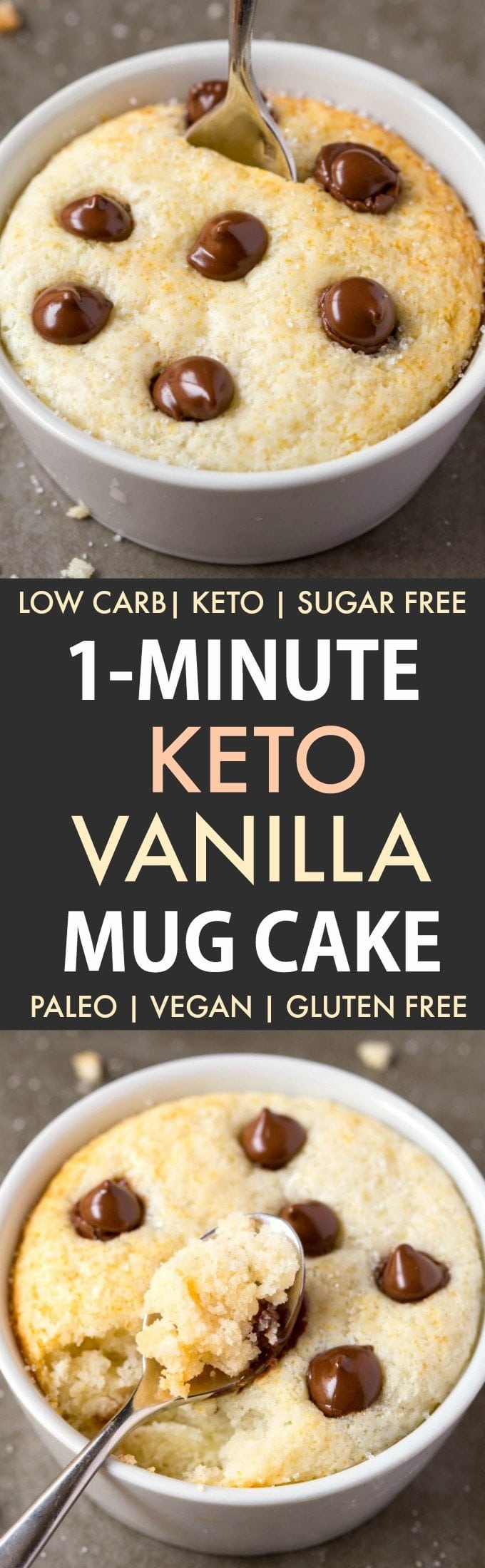 1-Minute Keto Vanilla Mug Cake (Paleo, Vegan, Sugar Free, Low Carb)- An easy mug cake recipe which takes one minute and is super fluffy, light and packed with protein! #keto #ketodessert #ketorecipe #mugcake | Recipe on thebigmansworld.com