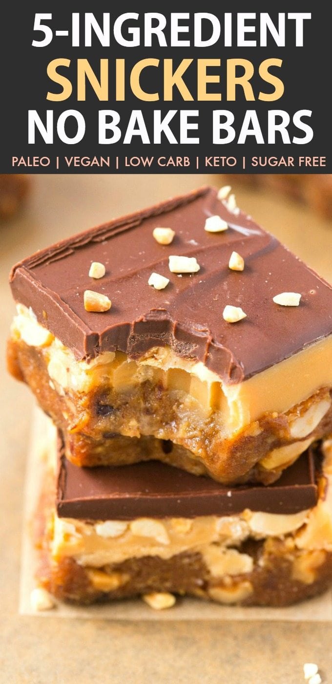 5-Ingredient No Bake Snickers Bars 