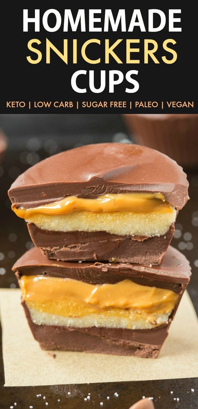 Homemade Snickers Cups (Paleo, Vegan, Keto, Sugar Free, Gluten Free)-An easy recipe for Snickers cups! Easy, delicious low carb cups which take no time to whip up- The perfect snack or dessert. #keto #ketodessert #nobake #snickers #caramel | Recipe on thebigmansworld.com
