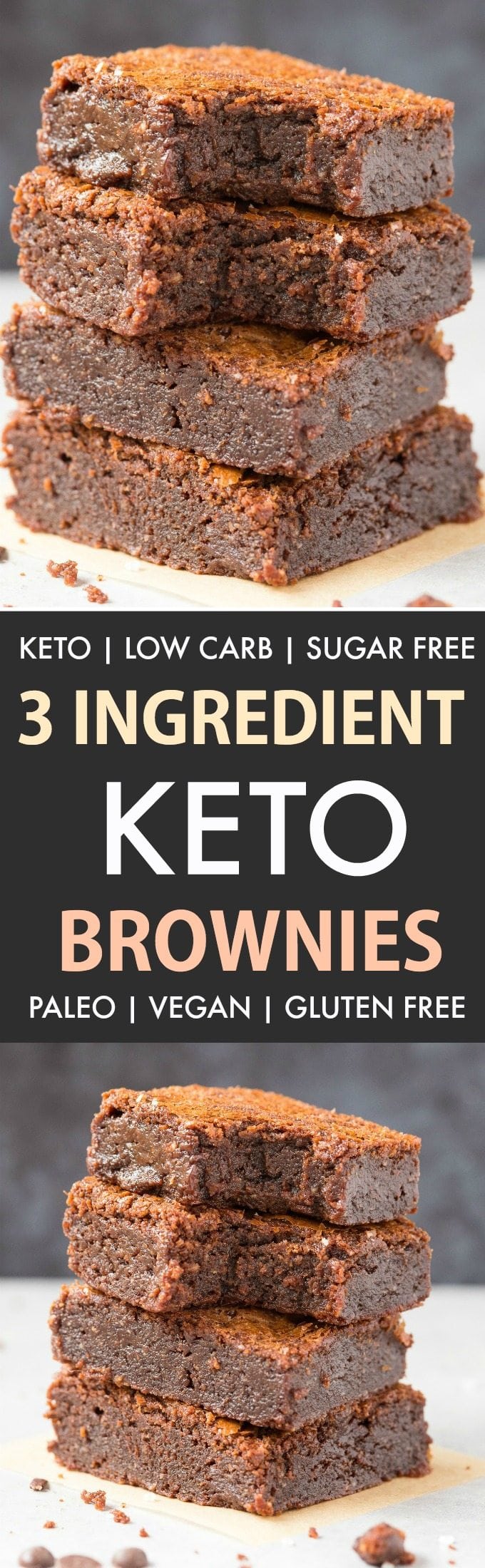 Fudgy Keto Low Carb Brownies (Paleo, Vegan, Sugar Free)