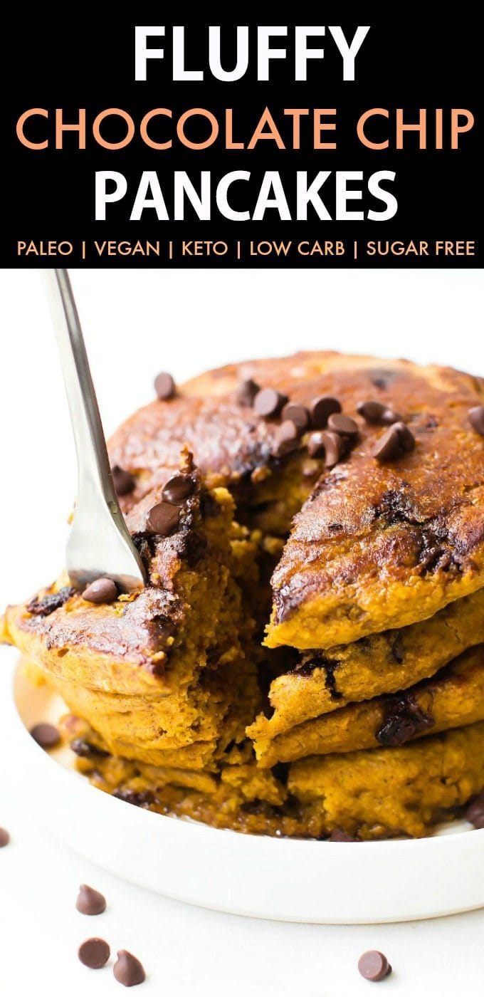 Fluffy Low Carb Keto Chocolate Chip Pancakes 