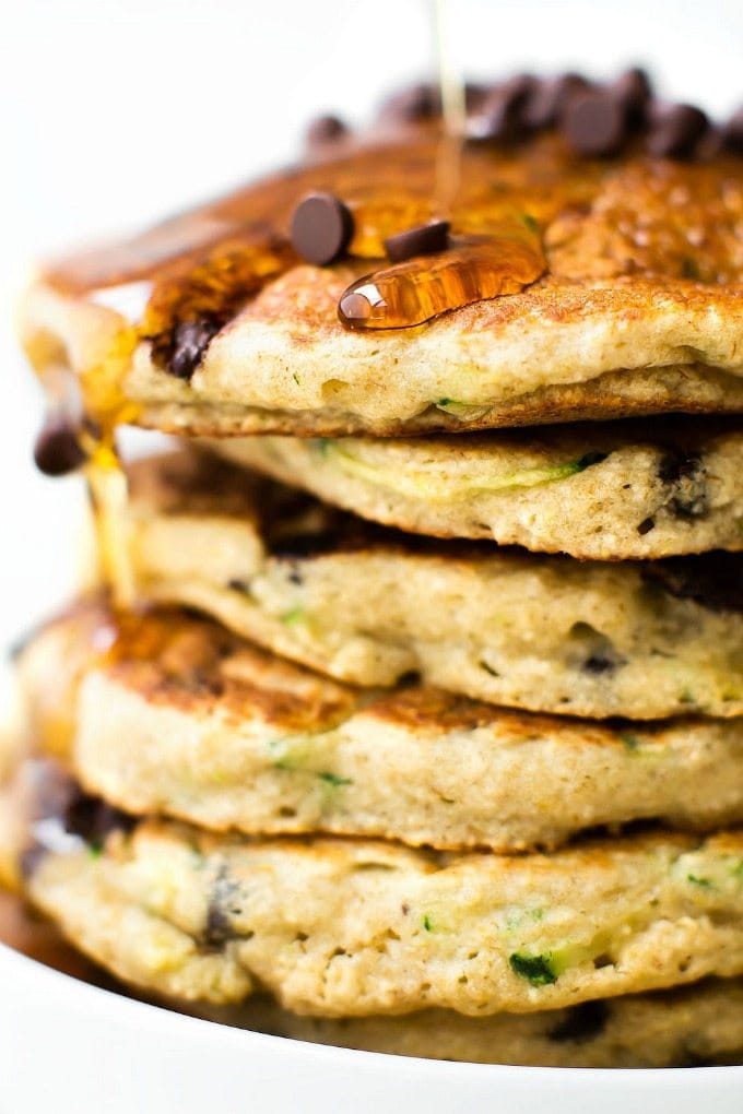 Fluffy Low Carb Keto Pancakes with zucchini stacked up