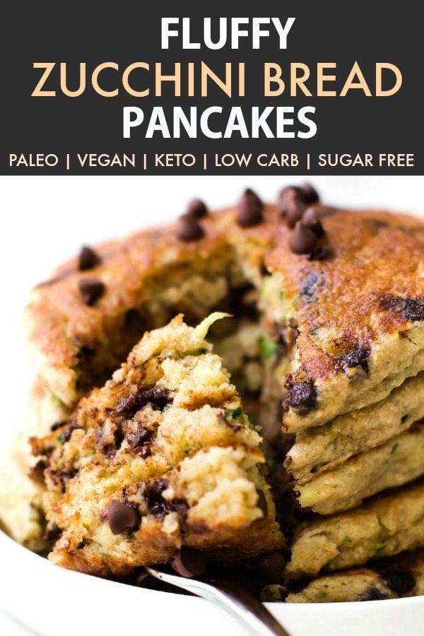 Fluffy Low Carb Keto Zucchini Bread Pancakes (Paleo, Vegan)