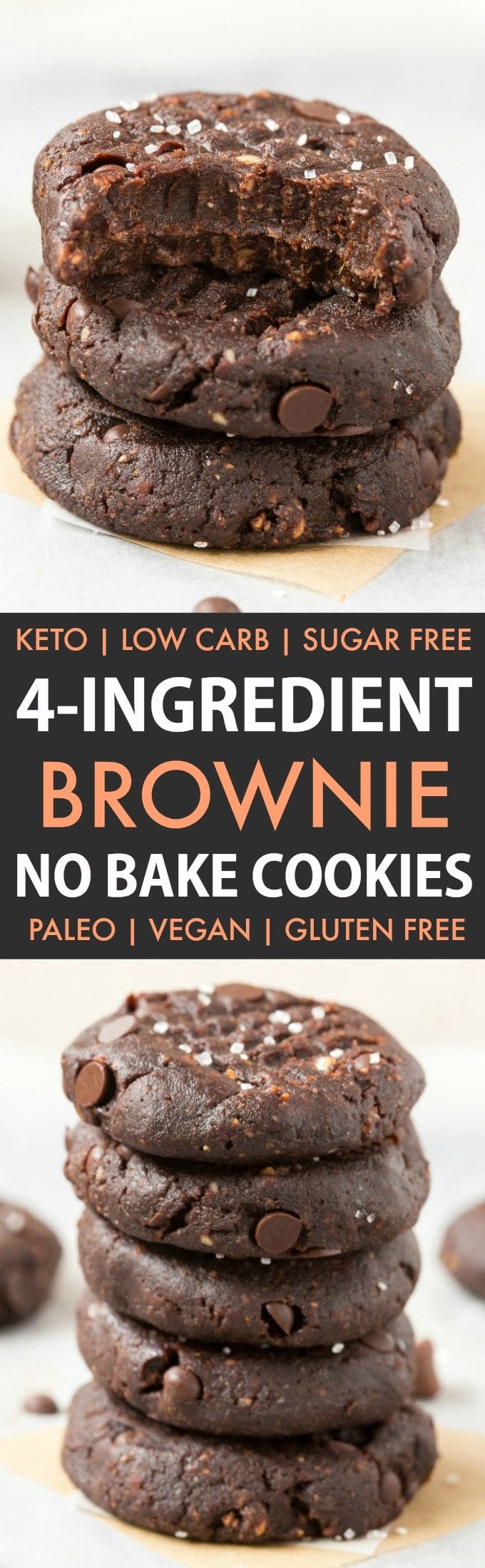 4-Ingredient No Bake Brownie Cookies in a collage