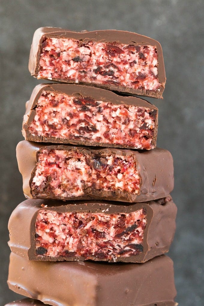 No Bake Paleo Vegan Cherry Coconut Bars (Keto, Sugar Free)