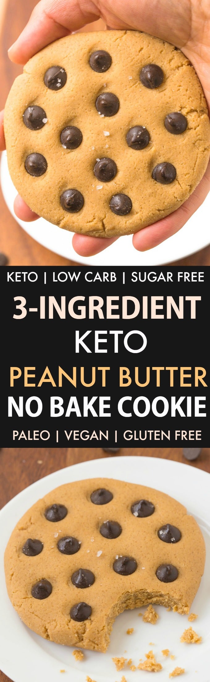 3-Ingredient Keto Peanut Butter No Bake Cookies in a collage
