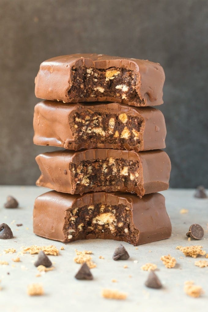 4-Ingredient No Bake Ferrero Rocher Bars stacked on top of one another
