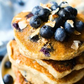 Fluffy Low Carb Keto Blueberry Pancakes