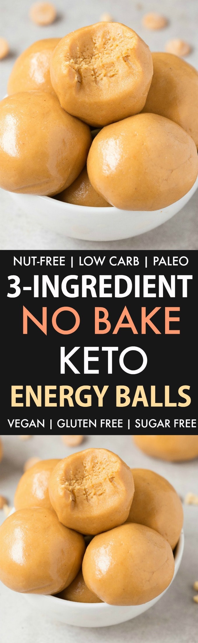 3 Ingredient No Bake Keto Energy Balls in a collage