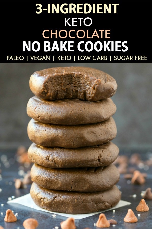 3-Ingredient Low Carb Keto Chocolate No Bake Cookies (Paleo, Vegan, Sugar Free)- An easy low carb no bake chocolate cookie recipe made with coconut flour and healthy nutella- 100% sugar free and low carb! #nobakecookies #ketogenicdessert #ketorecipe #nobake #vegan | Recipe on thebigmansworld.com