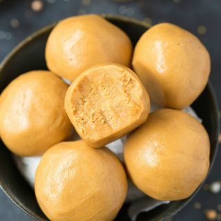 3-Ingredient No Bake Keto Peanut Butter Balls (Paleo, Vegan, Low Carb)- Easy chewy, fudgy no bake peanut butter protein balls recipe ready in 5 minutes and needing 3 ingredients! A quick and easy snack! #peanutbutter #proteinballs #energyballs #ketorecipe | Recipe on thebigmansworld.com