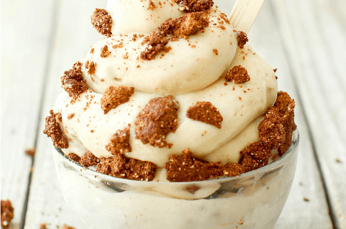 No Churn Keto Cookies and Cream Ice Cream (Paleo, Vegan, Dairy Free, Low Carb)- An easy simple keto no churn vanilla ice cream recipe loaded with healthy cookie chunks and made with NO ice cream maker! 4 ingredients and dairy free! #ketoicecream #nochurn #lowcarbicecream #coconutmilkicecream | Recipe on thebigmansworld.com