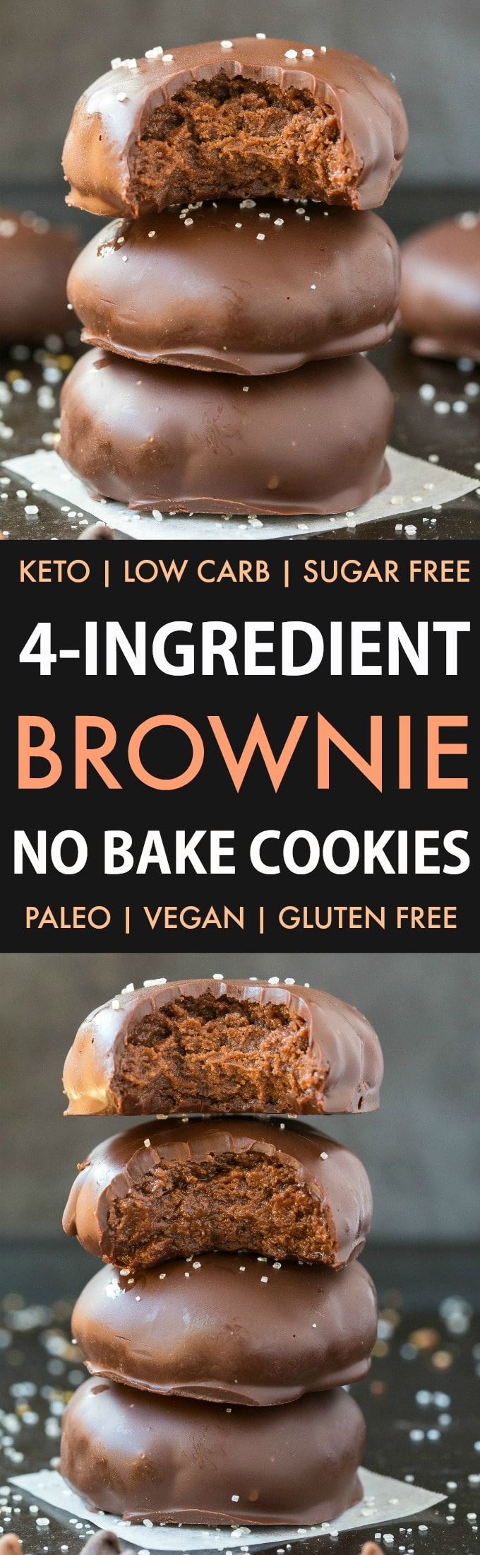 4 Ingredient Paleo Vegan Brownie No Bake Cookies (Keto, Low Carb)