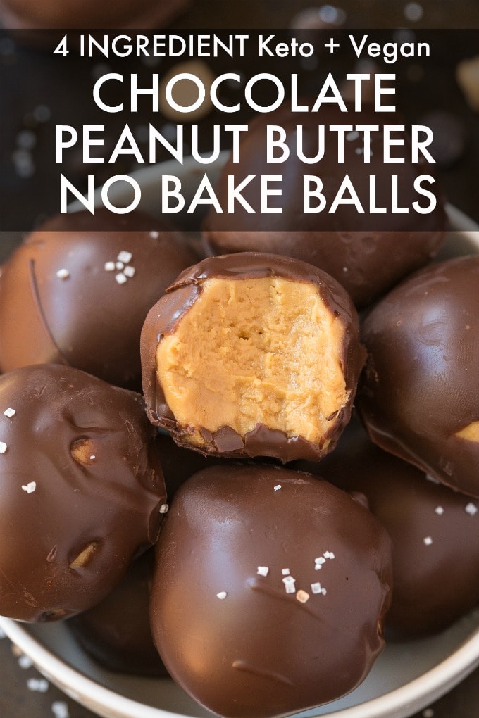 A bowl of chocolate peanut butter no bake balls.