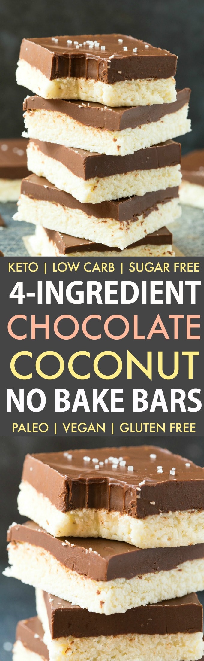 Healthy 4-Ingredient Paleo Vegan Chocolate Coconut Bars 