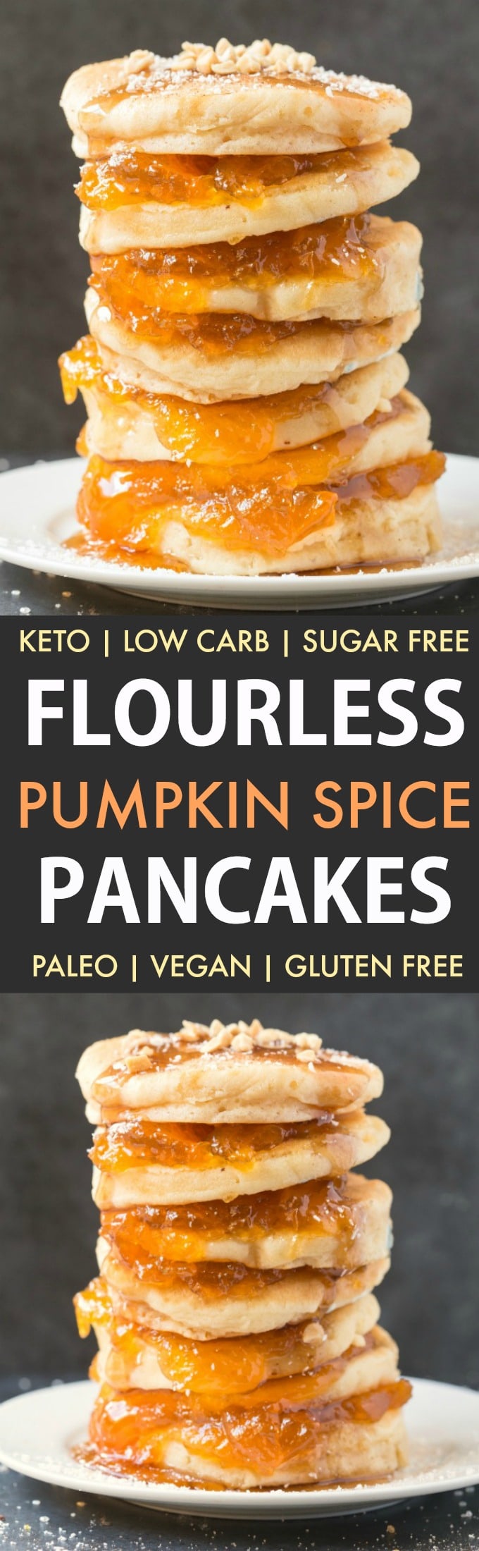 Flourless Paleo Vegan Pumpkin Spice Pancakes (Keto, Low Carb)