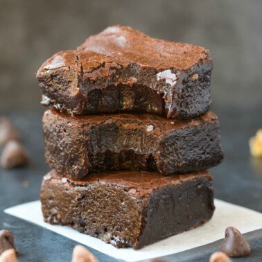 Fudgy Keto Vegan Pumpkin Brownies (Paleo, Gluten Free, Low Carb)- An easy one bowl recipe for fudgy chocolate pumpkin brownies- Made with coconut flour and NO almond flour, it is egg free, sugar free and low carb! #keto #ketodessert #paleodessert #vegandessert #brownies | Recipe on thebigmansworld.com