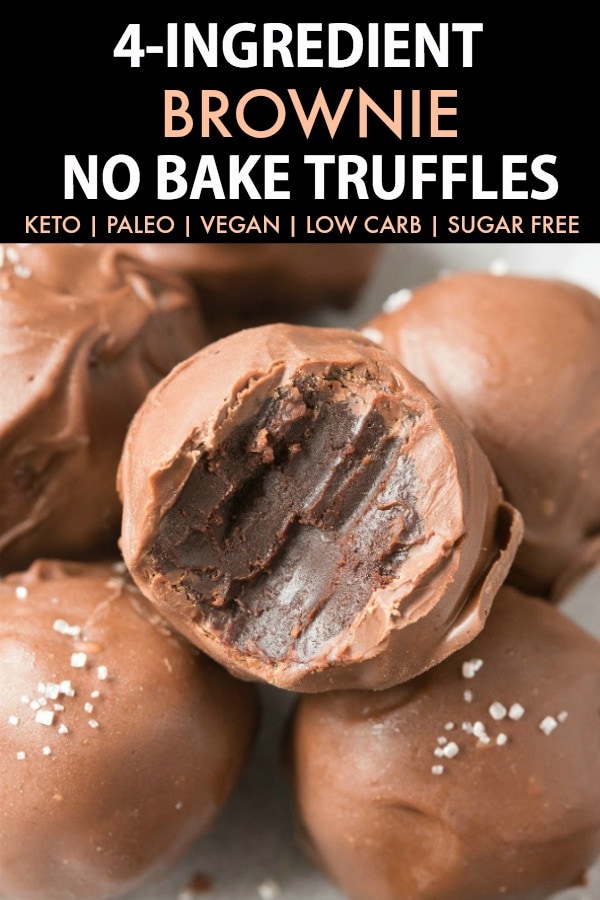 4 Ingredient Brownie No Bake Truffles with a bite mark taken out of it. 