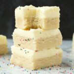 Healthy No Bake Gingerbread Cookie Bars with a healthy frosting on top.
