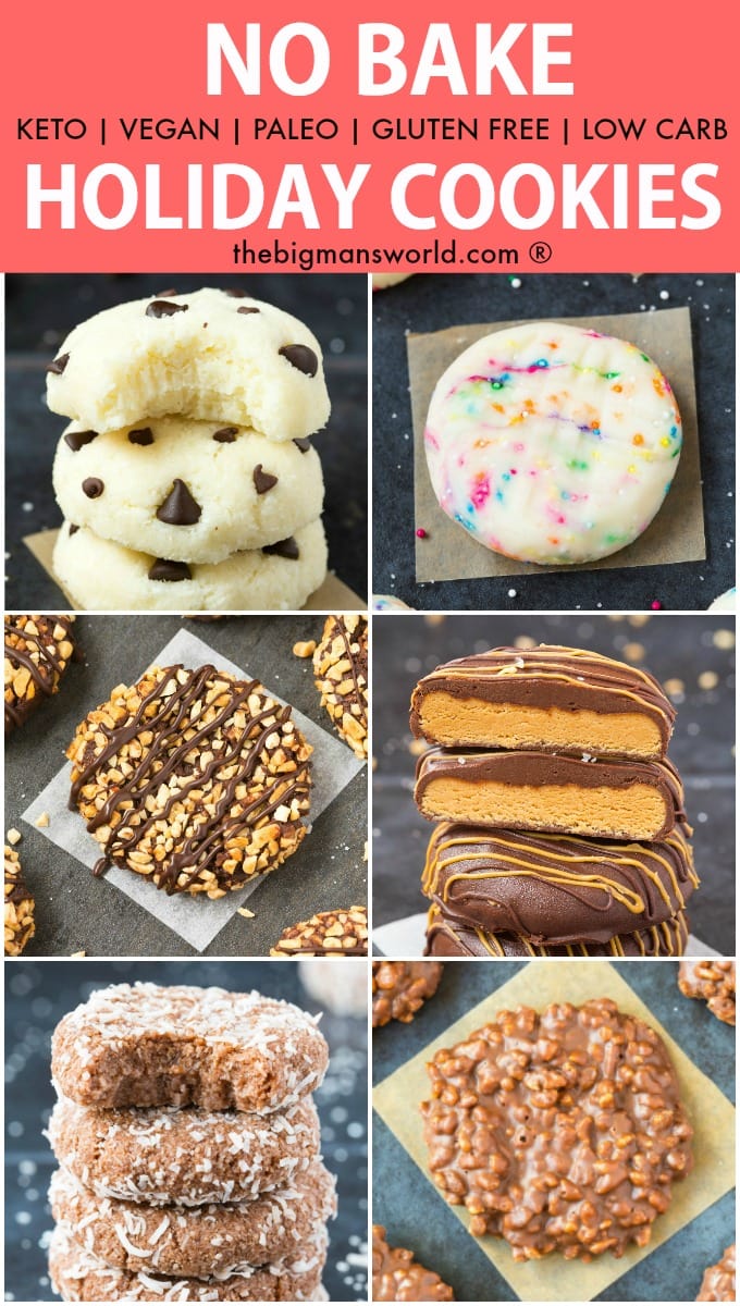 30+ of THE BEST Keto and Vegan No Bake Holiday Cookies perfect for Christmas, gifts and the festive season! All ready in under 10 minutes and SO delicious!