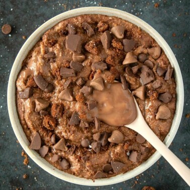 a bowl of paleo keto chocolate overnight oatless oats