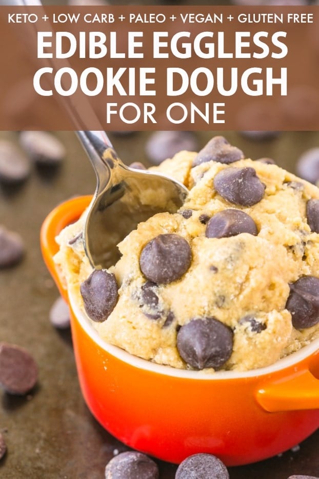 A bowl of edible eggless cookie dough for one