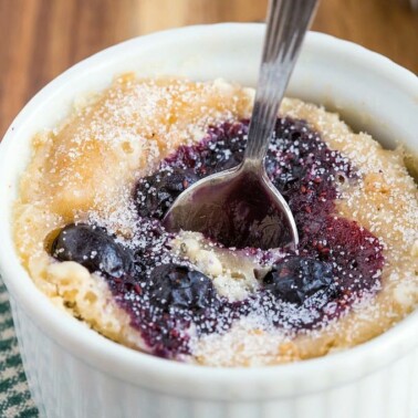 a keto blueberry mug cake