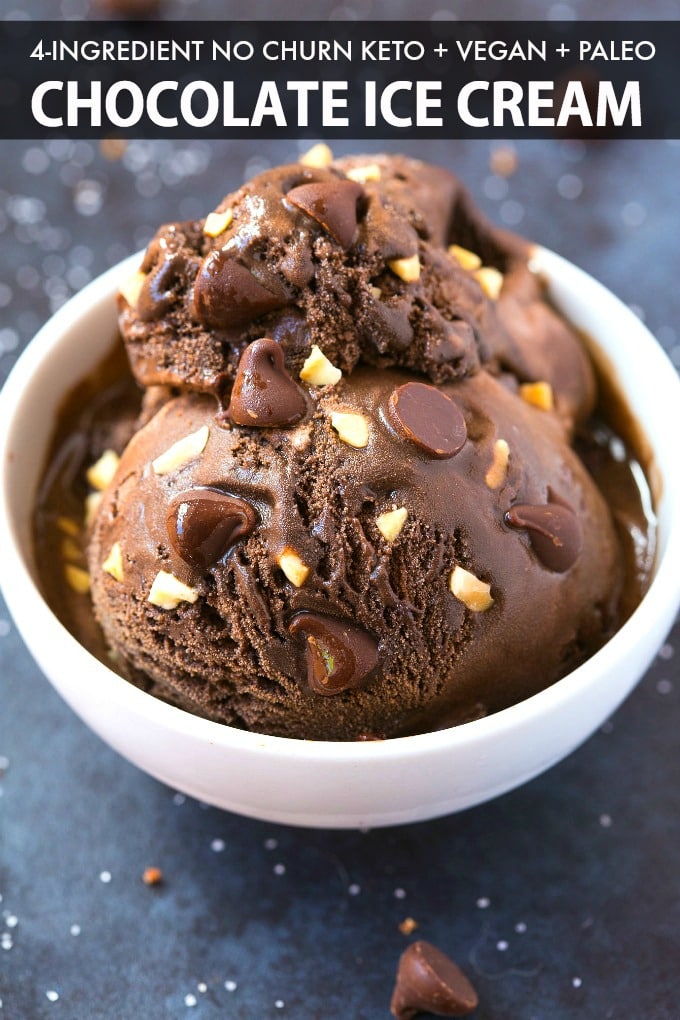 4 Ingredient Keto Chocolate Ice Cream No Churn Vegan Paleo