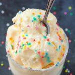 A scoop of keto ice cream, vanilla flavor
