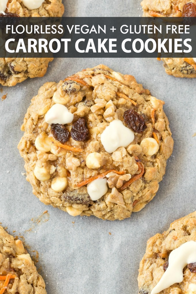 Thick and chewy flourless carrot cake oatmeal cookies