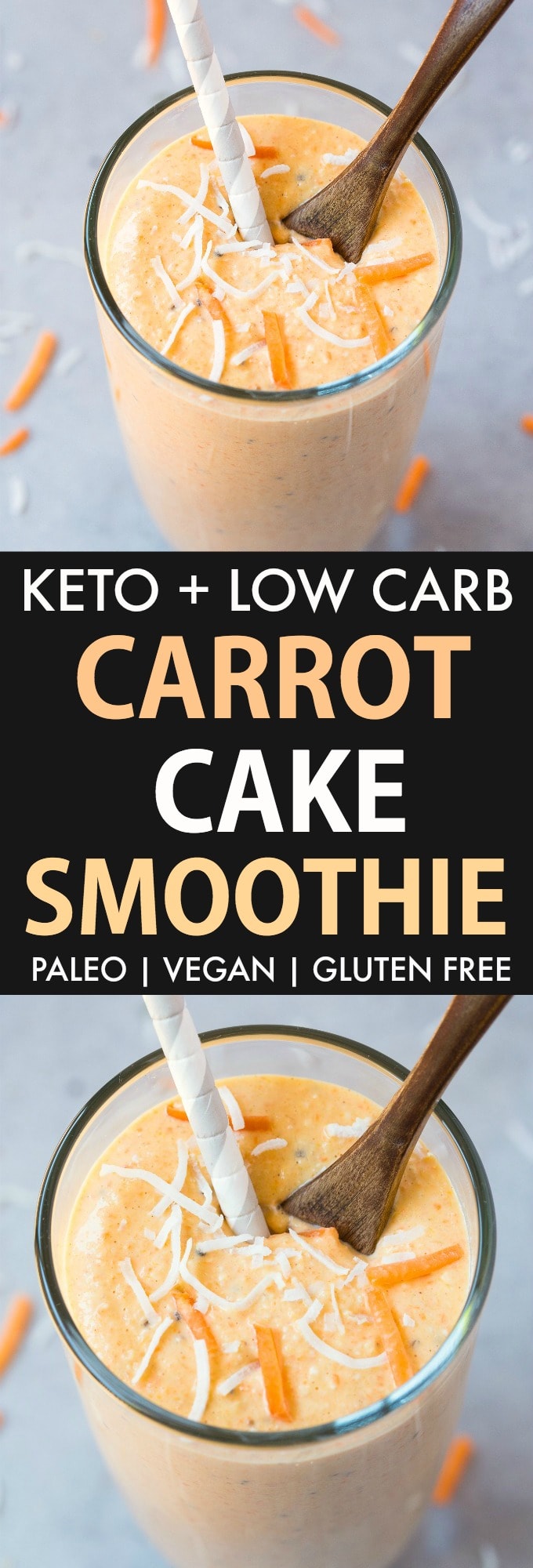 A keto and low carb smoothie which tastes like carrot cake. 