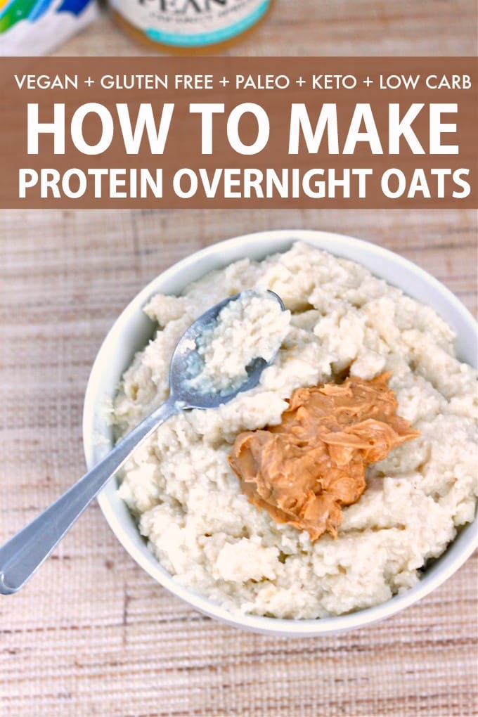 Overnight Protein Oats with peanut butter on top
