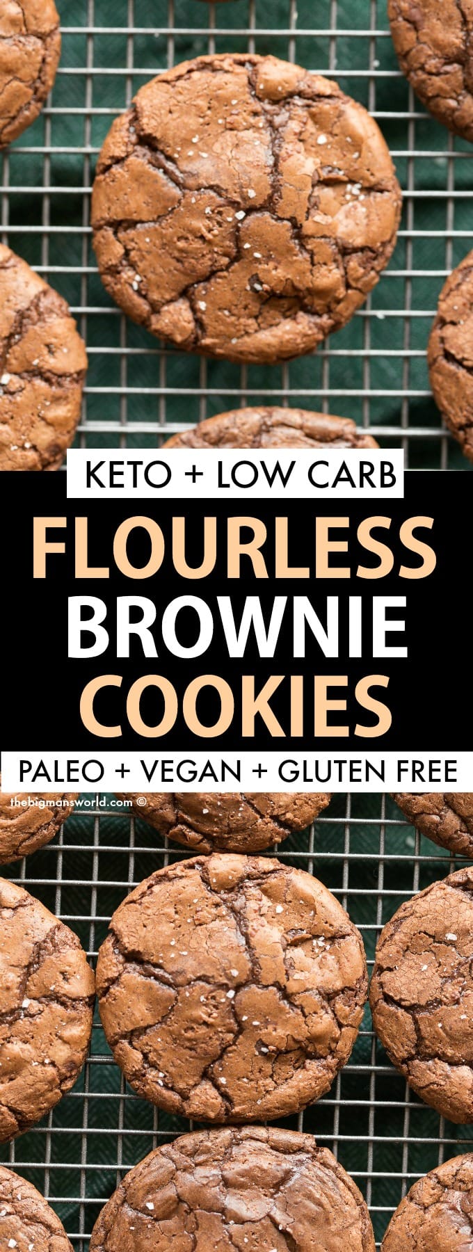 Healthy Keto and Low Carb Flourless Brownie Cookies made without sugar, without dairy and completely paleo and gluten free! 