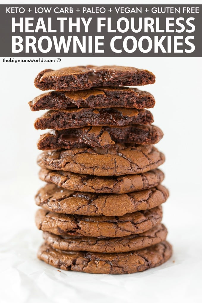 Flourless Gluten Free and Keto Chocolate Brownie Cookies made without sugar and without dairy! 