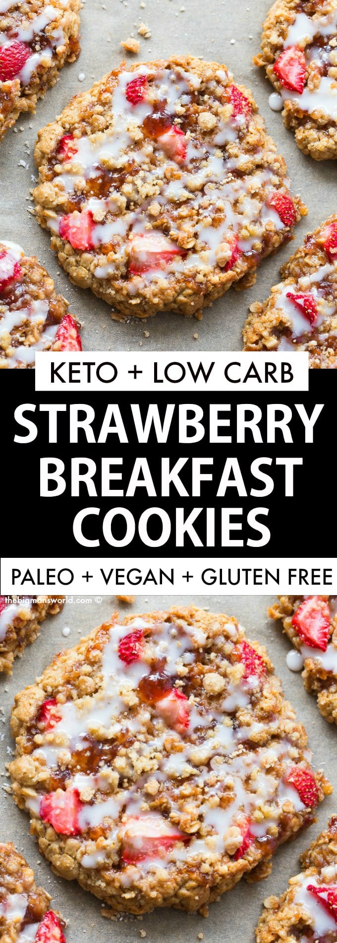 Healthy Strawberry Breakfast Cookie recipe made with wholesome ingredients and NO sugar! 