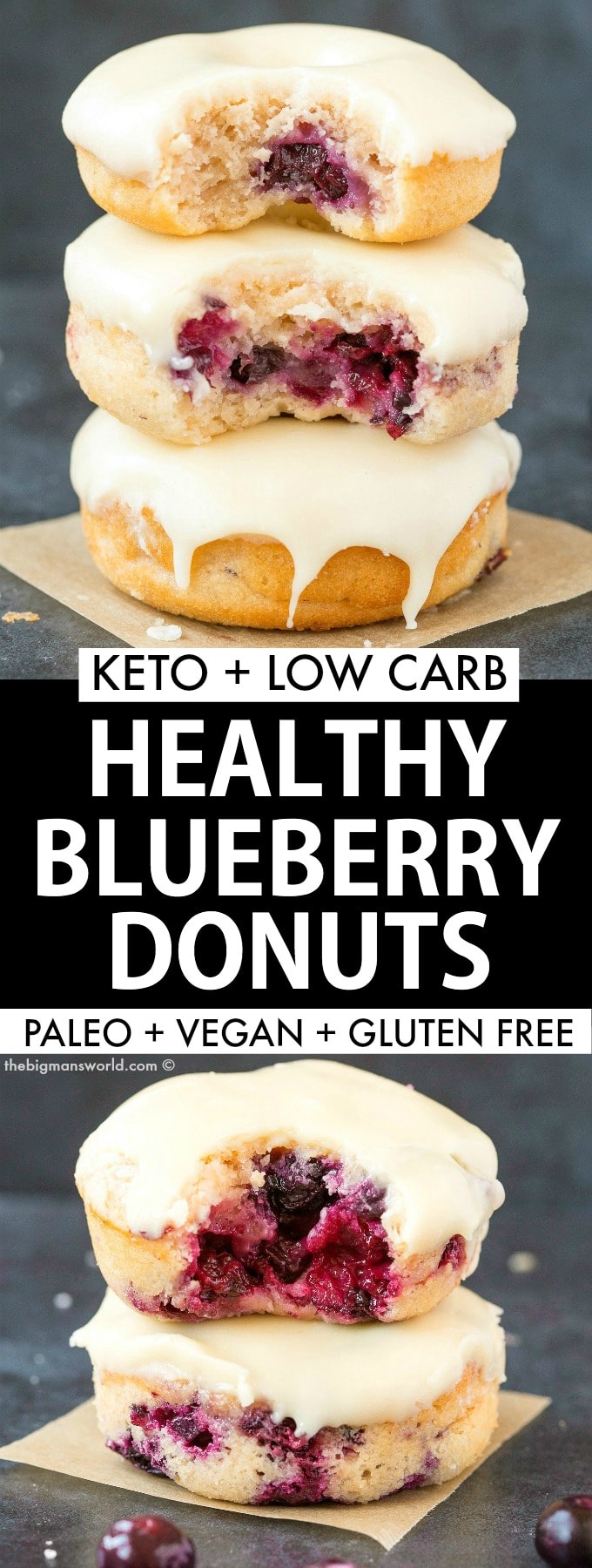Easy baked blueberry donuts recipe made without yeast- paleo and vegan!