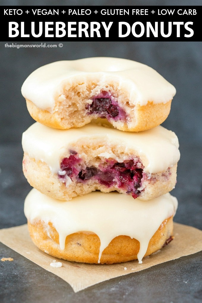Gluten Free Vegan Baked Blueberry Donuts recipe made without yeast and without sugar! 