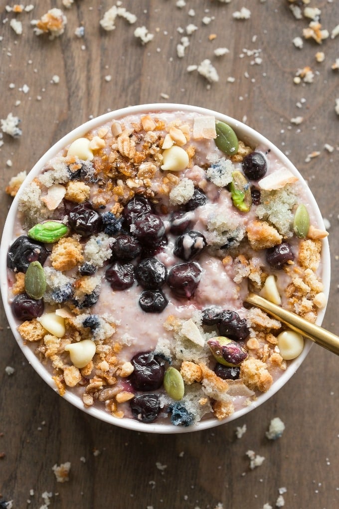 Easy Keto Overnight Oatmeal recipe with blueberries