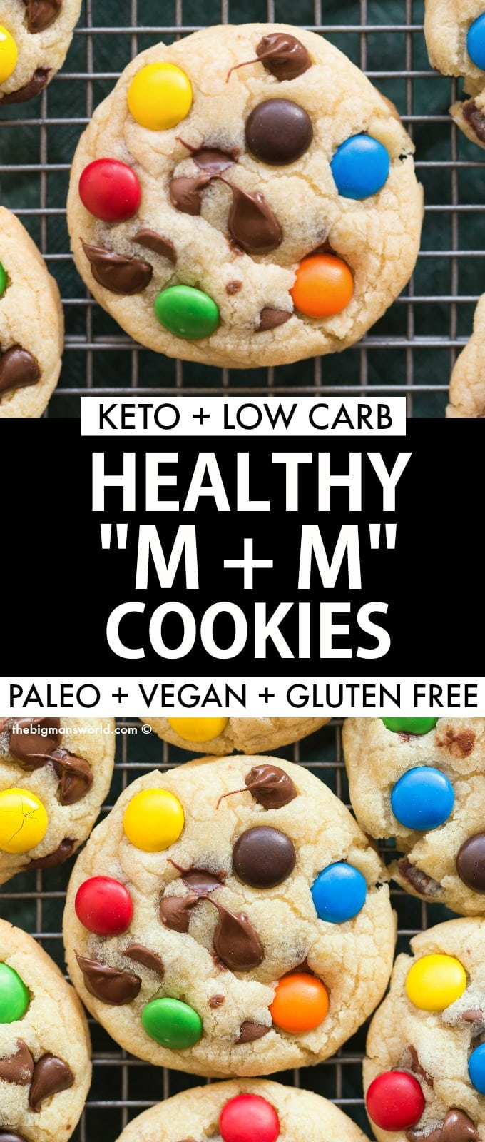 Healthy M and M Cookies recipe made low carb, keto and sugar free! 