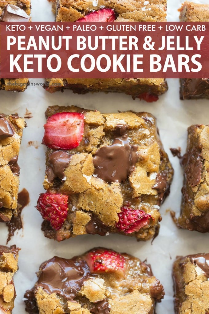 Easy Keto and Low Carb Peanut Butter Jelly Cookie Bars recipe